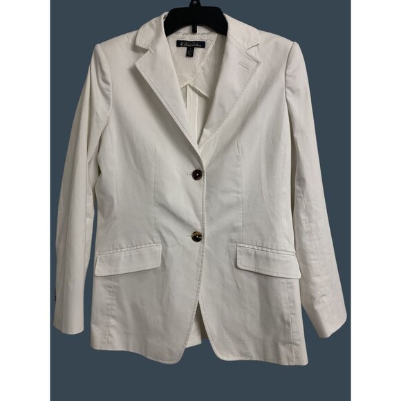 Brooks Brothers 10 White Stretchy Cotton Italy Blazer Jacket Coastal - Picture 1 of 10